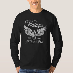 T-shirt 75e anniversaire Est 1947 Roue moto Vintage &