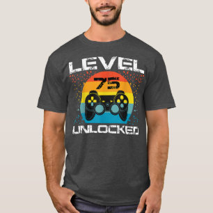 T-shirt 75e Anniversaire Gamer Party Niveau 75 déverrouill