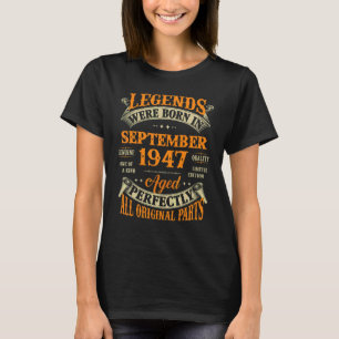 T-shirt 75e Anniversaire Légendes Né En Septembre 1947 75