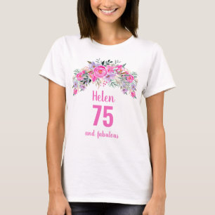 T-shirt 75e anniversaire nom floral rose