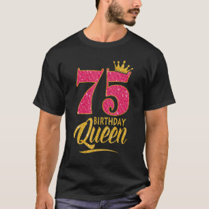T-shirt 75e anniversaire Reine 75 ans Couronne fille rose