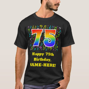 T-shirt 75e anniversaire : Symboles de musique colorée, Ar