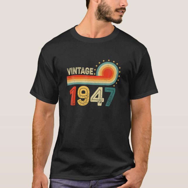 T-shirt 75E Cadeau Anniversaire - Vintage 1947 Anniversair (Devant)