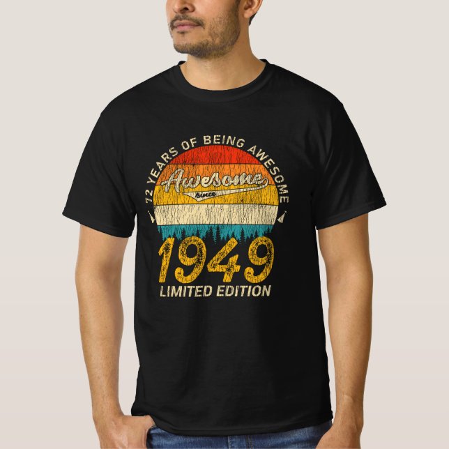 T-shirt 76 ans 1949 Retro Awesome 76e anniversaire Cadeau (Devant)