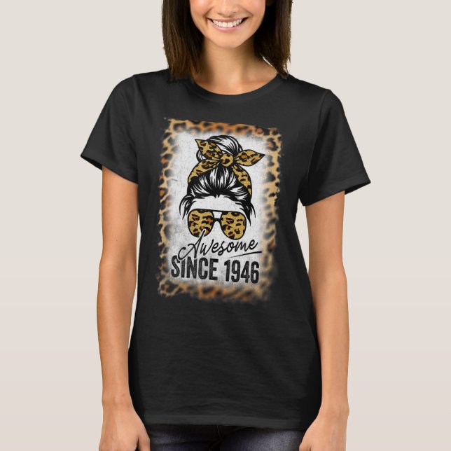 T-shirt 76 Ans Awesome depuis 1946 Leopard 76th Birth (Devant)