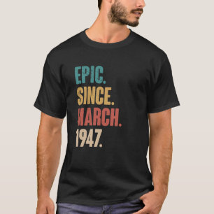 T-shirt 76 Ans Vintage 1947 Anniversaire 76e Décoration