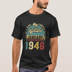 T-shirt 76E Anniversaire 76 Ans Rétro Né Le 1Er Janvier