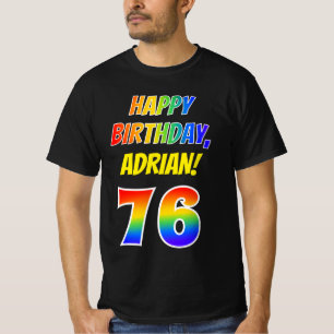 T-shirt 76e anniversaire — Bold, Fun, Rainbow 76, Nom pers