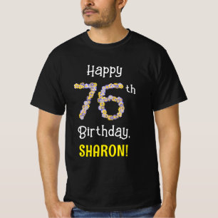 T-shirt 76e anniversaire : Fleurs florales Numéro "76" + N