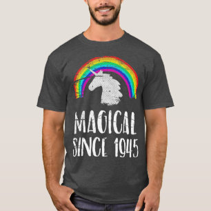 T-shirt 76e anniversaire, licorne vintage, Magique depuis 