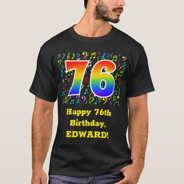 T-shirt 76e anniversaire : Symboles de musique colorée, Ar (Devant)