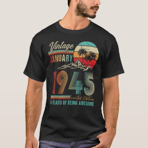 T-shirt 77 Ans 77e Anniversaire Décoration Vintage Janu