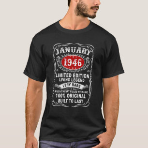 T-shirt 77 Ans Né En 1946 Janvier 77e Anniversaire Re