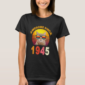 T-shirt 77e anniversaire Vintage Chat stupéfiant depuis 19