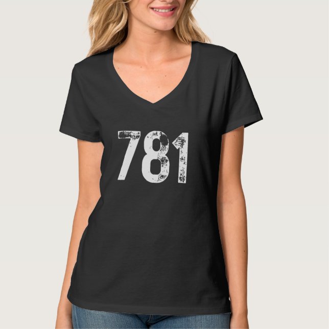 T-shirt 781 Area Code Boston MA Mobile Telephone Area Code (Devant)