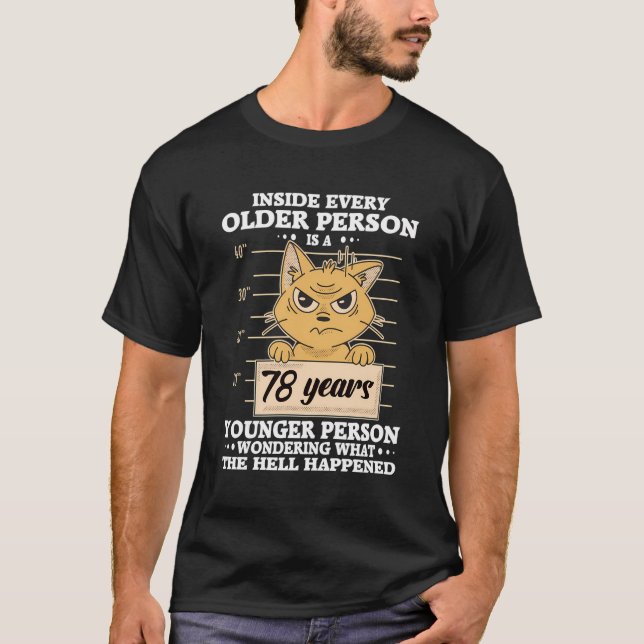 T-shirt 78 Anniversaire Hommes Femmes Drôle Stress Chat (Devant)