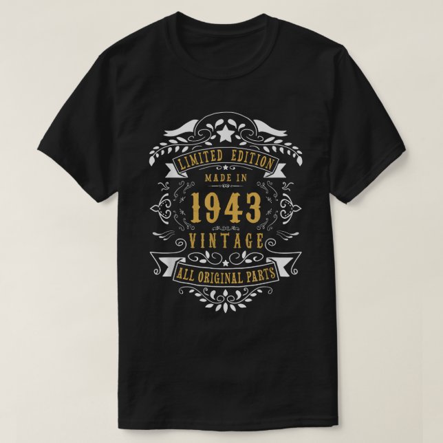 T-shirt 79 Ans 79e Anniversaire Fabriqué en 1943 Hommes W (Design devant)