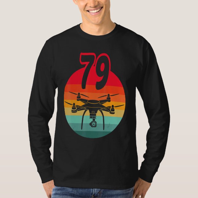 T-shirt 79e Anniversaire I Télécommande Rétro Drones Avec  (Devant)