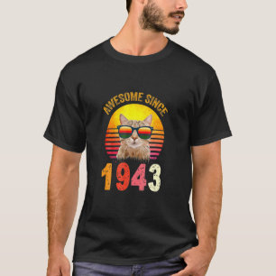T-shirt 79h Anniversaire Chat Vintage Awesome depuis 1943
