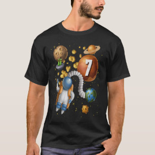 T-shirt 7 Anniversaire Boy mignonne Astronaut 7e anniversa