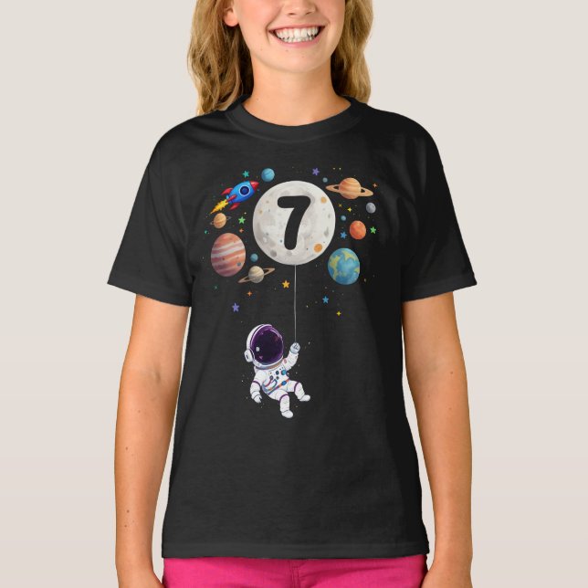 T-shirt 7 Anniversaire Planètes Astronaut 7e Anniversaire (Devant)