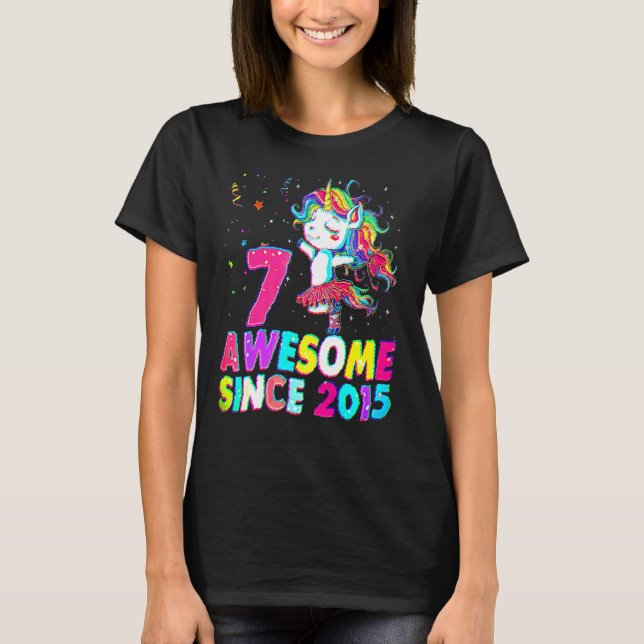 T-shirt 7 Ans 7e Anniversaire Ballet Unicorn Girl depuis (Devant)