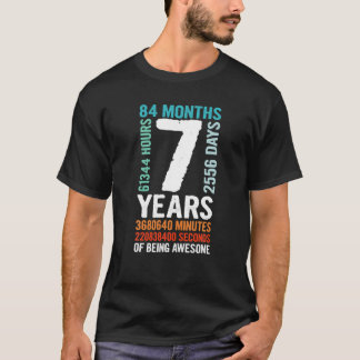 T-shirt 7 Ans 7E Anniversaire Cadeau Retro Vintage 84 Mon