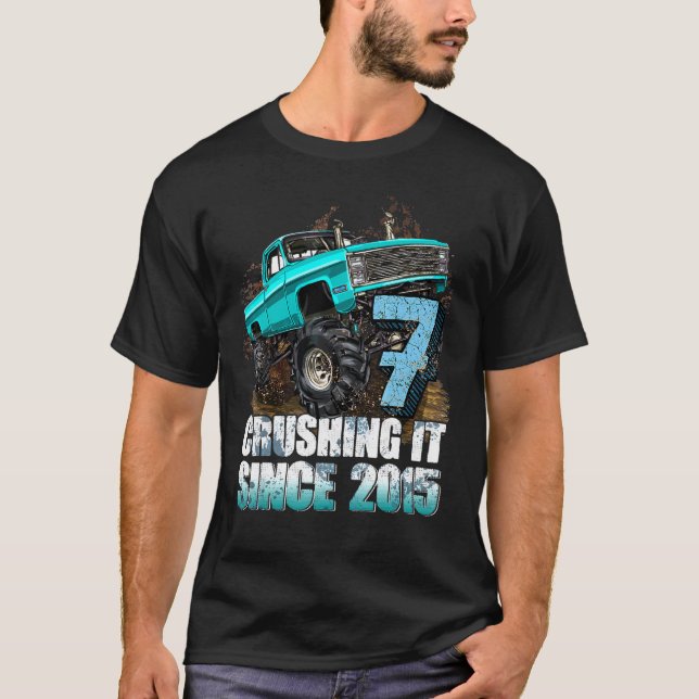 T-shirt 7 Ans 7e Anniversaire Garçons Monster Chauffeur de (Devant)
