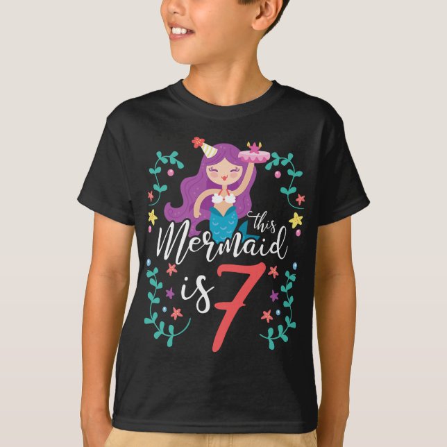 T-shirt 7 ans Anniversaire Cadeaux filles Mermaid 7e anniv (Devant)