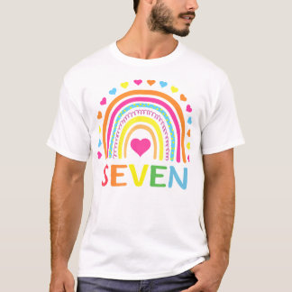 T-shirt 7 Ans Arc En Ciel 7e Anniversaire Cadeau Pour Fill