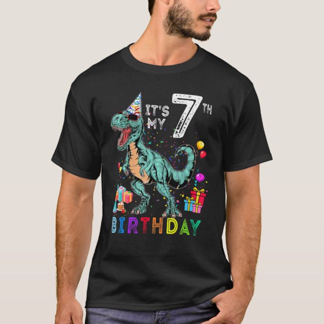 T-shirt 7 ans C'est mon 7e anniversaire Dinosaur Rex 2 (Devant)