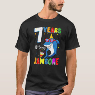 T-shirt 7 Ans D'Être Jawsome Shark 7e Anniversaire 7 Année