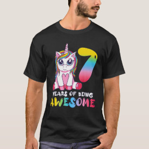 T-shirt 7 Ans Fille Cute Unicorn 7E Anniversaire Classique