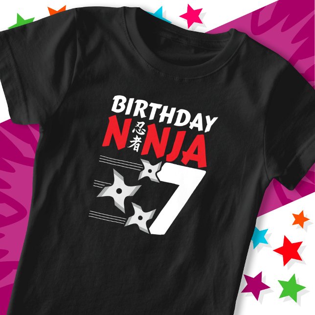 T-Shirt 7 Ans Ninja Party Stars Enfants 7e anniversaire (Créateur téléchargé)