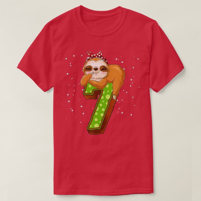 T-shirt 7 Ans Sloth 7e Anniversaire Girl Party mignonne Sl (Design devant)