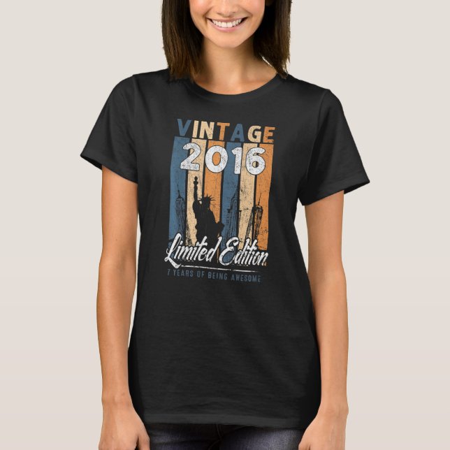 T-shirt 7 ans Vintage 2016 7e anniversaire (Devant)