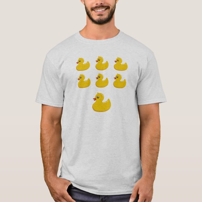 T-shirt 7 canards mignons en caoutchouc jaunes drôles (Devant)