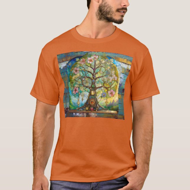 T-shirt 7 Chakra Fleurissant Arbre De Vie (Devant)