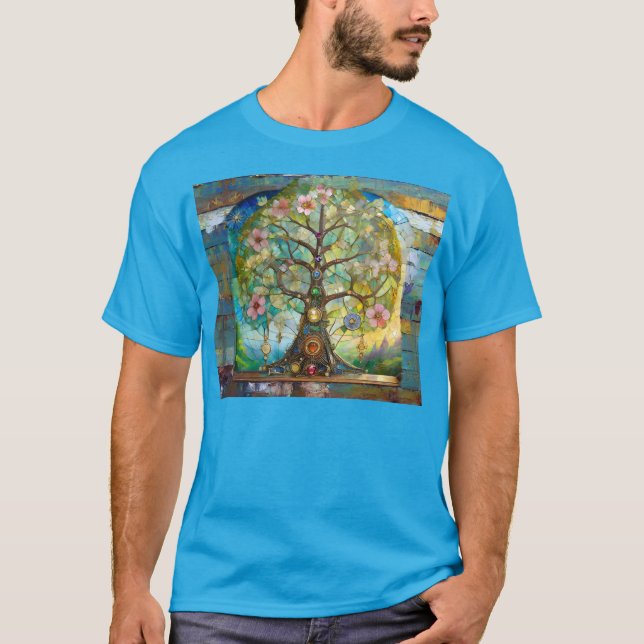 T-shirt 7 Chakra Fleurissant Arbre De Vie (Devant)