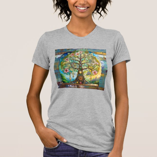 T-shirt 7 Chakra Fleurissant Arbre De Vie (Devant)