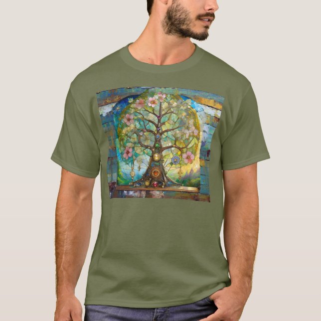 T-shirt 7 Chakra Fleurissant Arbre De Vie (Devant)