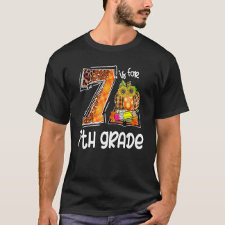 T-shirt 7 Is For 7th Grade Leopard Pumpkin Teacher Fall Th