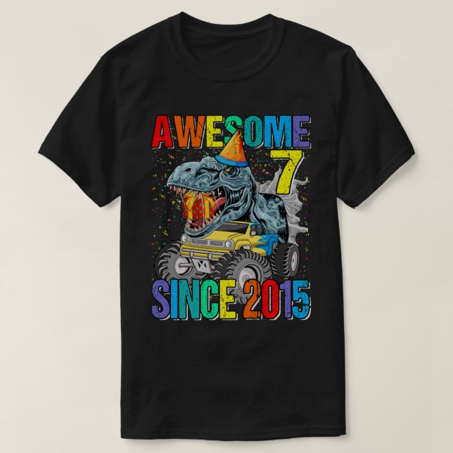 T-shirt 7 Magnifique Depuis 2015 Dinosaur Monster Truck 7t (Design devant)