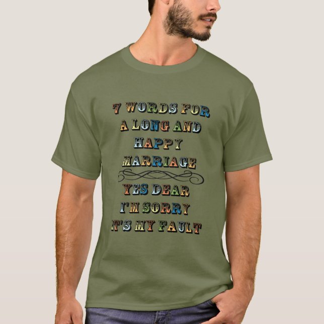 T-shirt 7 Mots Pour Un Long Et Heureux Mariage (Devant)