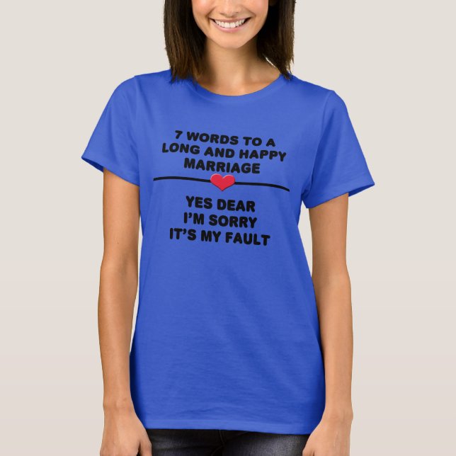 T-shirt 7 Mots Pour un Mariage Long et Heureux (Devant)