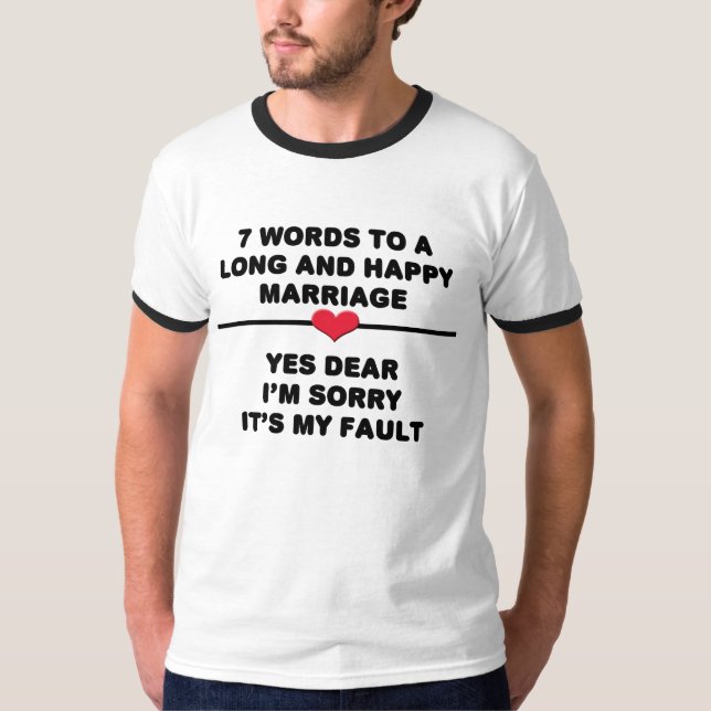 T-shirt 7 Mots Pour Un Mariage Long Et Heureux (Devant)