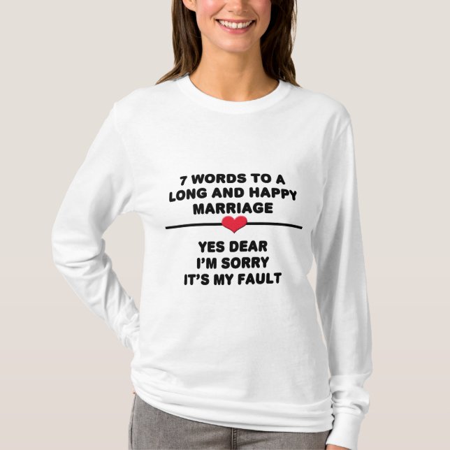 T-shirt 7 Mots Pour un Mariage Long et Heureux (Devant)