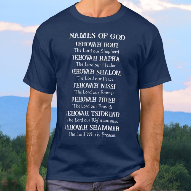 T-shirt 7 Noms rédemptifs de l'Éternel, Chrétien coutumier (7 names of Jehovah and meaning. Names of God Shirt. Names of Jehovah Psalm 23. Pray the Names of God)