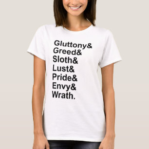 T-shirt 7 Péchés Mortels - Fierté Gluttony Envie De Colère
