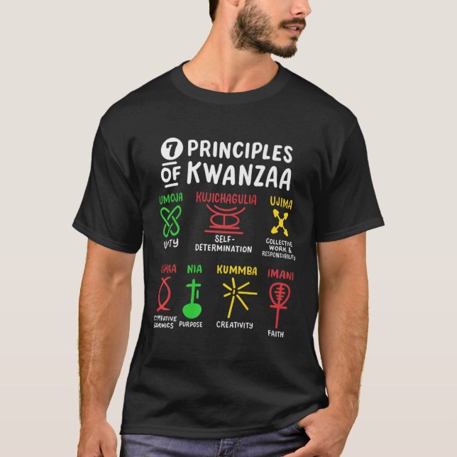T-shirt 7 Principes De Kwanzaa Noir Africain-Américain Hom (Devant)